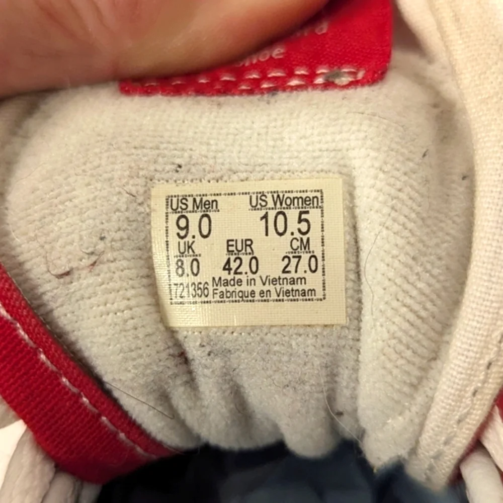 Vans Off The Wall Old Skool 721356 Red & White Hi Top Sneakers, Size 9Men's - Picture 8 of 12